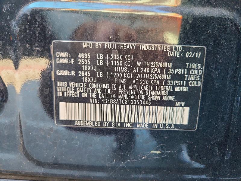 Продаж на аукціоні авто 2017 Subaru Outback, vin: 4S4BSATC8H3353445, номер лоту: 70075386