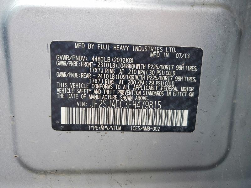 Продажа на аукционе авто 2014 Subaru Forester, vin: JF2SJAEC3EH479815, номер лота: 69526046