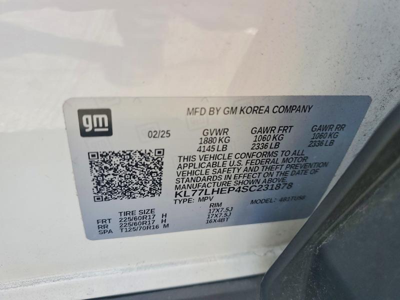 67894896 :رقم المزاد ، KL77LHEP4SC231878 vin ، 2025 Chevrolet Trax مزاد بيع