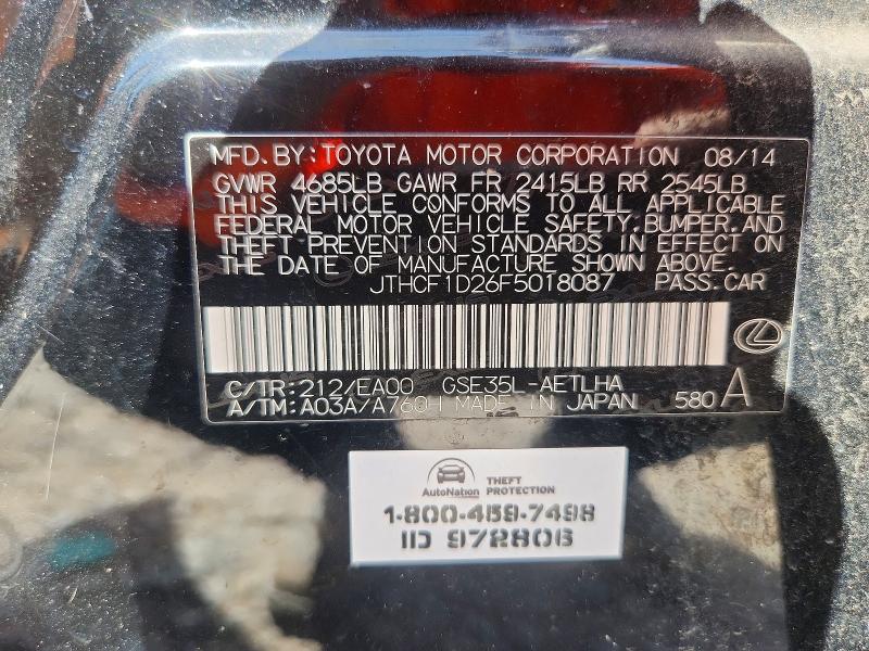 Auction sale of the 2015 Lexus Is, vin: JTHCF1D26F5018087        , lot number: 68572916