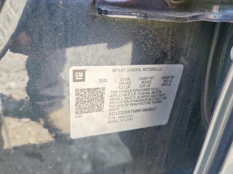67476826 :رقم المزاد ، 1G1ZG5ST6MF063817 vin ، 2021 Chevrolet Malibu مزاد بيع