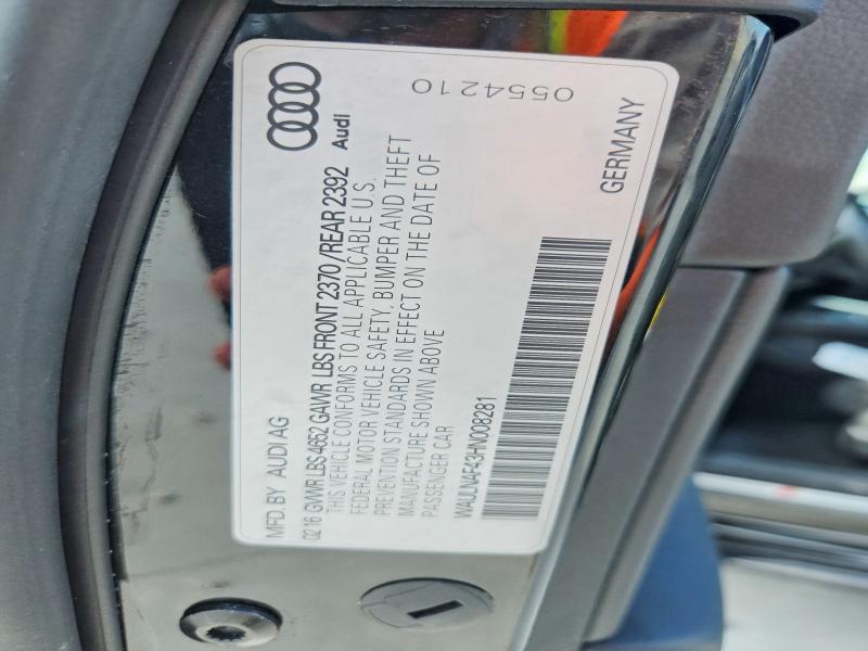 Aukcja sprzedaży 2017 Audi A4, vin: WAULNAF43HN008281, numer aukcji: 67681386