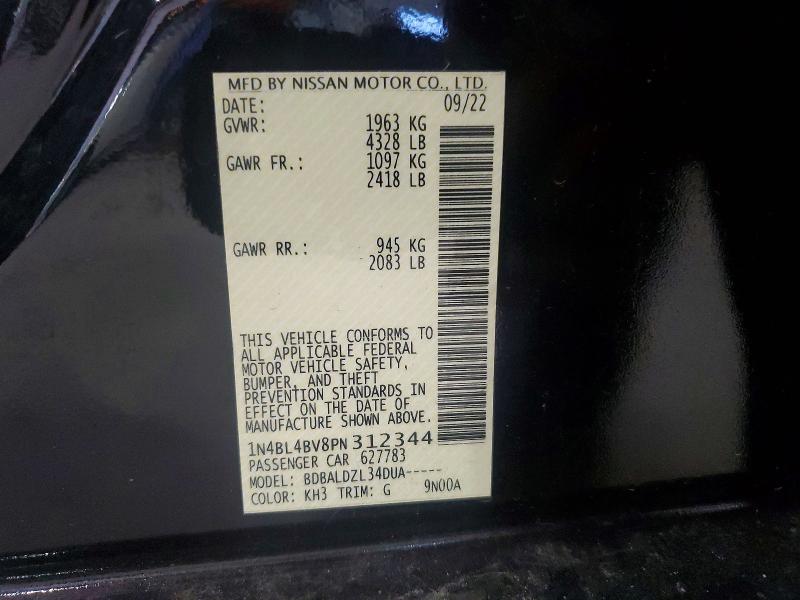 Auction sale of the 2023 Nissan Altima, vin: 1N4BL4BV8PN312344, lot number: 70443586
