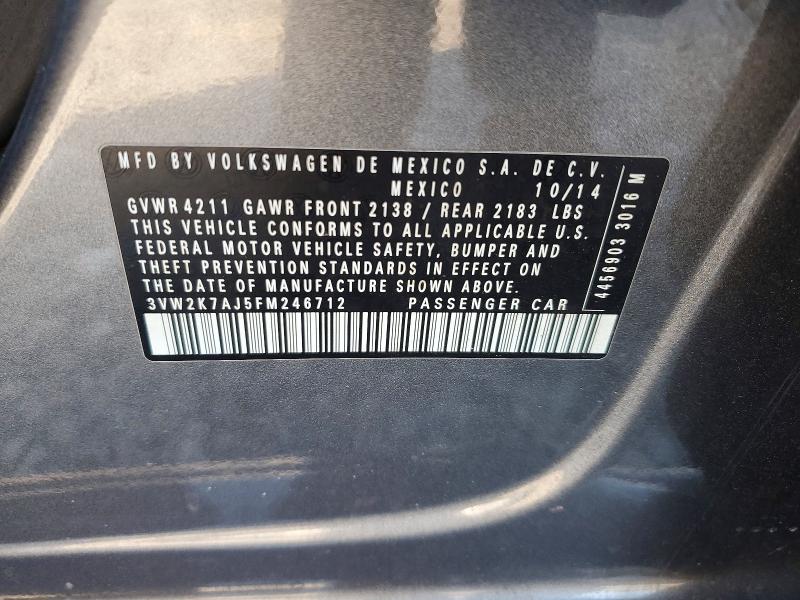 Продаж на аукціоні авто 2015 Volkswagen Jetta, vin: 3VW2K7AJ5FM246712, номер лоту: 68899136