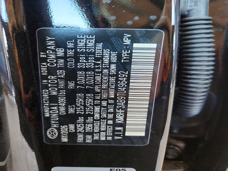 69710726 :رقم المزاد ، KM8HF3AB9TU496492 vin ، 2026 Hyundai Kona مزاد بيع