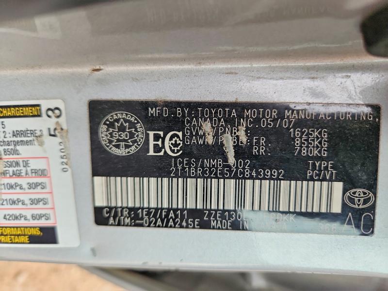 Aukcja sprzedaży 2007 Toyota Corolla, vin: 2T1BR32E57C843992, numer aukcji: 67693596