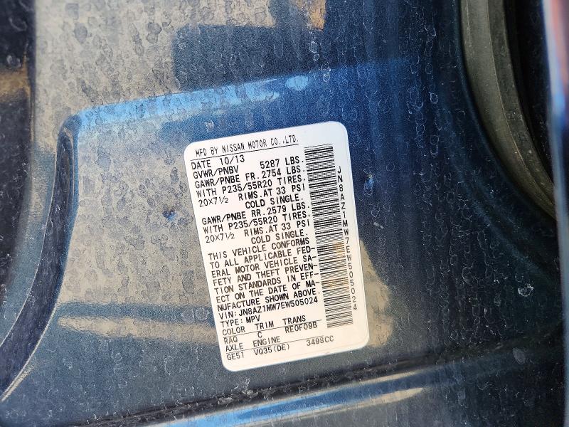 Продажа на аукционе авто 2014 Nissan Murano, vin: JN8AZ1MW7EW505024, номер лота: 68668766