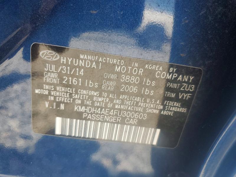 2015 Hyundai Elantra მანქანა იყიდება აუქციონზე, vin: KMHDH4AE4FU300603, აუქციონის ნომერი: 68567036