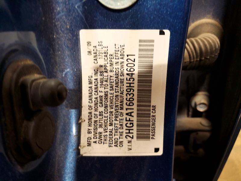 2009 Honda Civic მანქანა იყიდება აუქციონზე, vin: 2HGFA16639H546021, აუქციონის ნომერი: 70459126