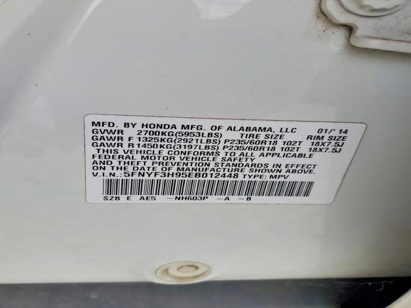 2014 Honda Pilot მანქანა იყიდება აუქციონზე, vin: 5FNYF3H95EB012448, აუქციონის ნომერი: 68355916