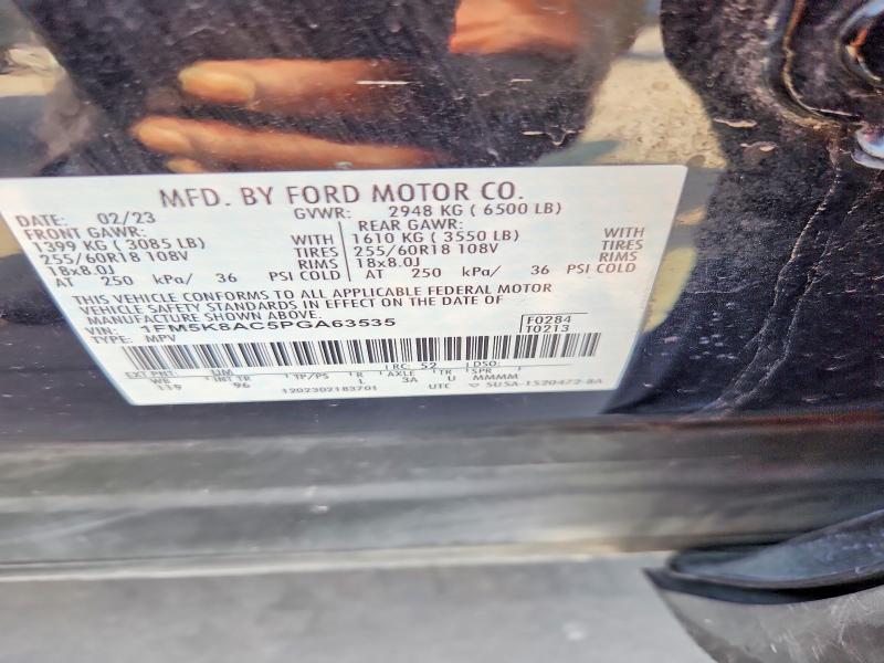 69729606 :رقم المزاد ، 1FM5K8AC5PGA63535 vin ، 2023 Ford Explorer مزاد بيع