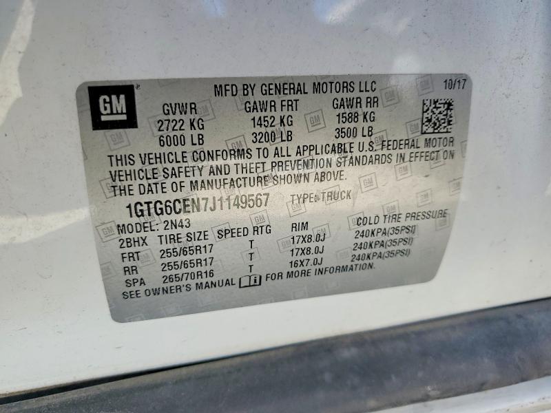 Aukcja sprzedaży 2018 Gmc Canyon, vin: 1GTG6CEN7J1149567, numer aukcji: 69343096