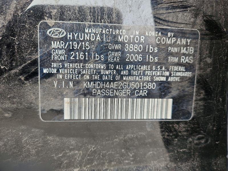 69596196 :رقم المزاد ، KMHDH4AE2GU501580 vin ، 2016 Hyundai Elantra مزاد بيع