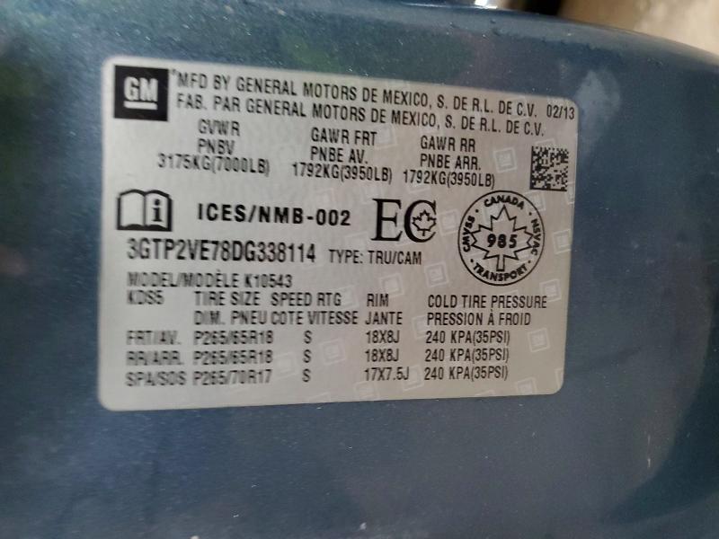 Aukcja sprzedaży 2013 Gmc Sierra, vin: 3GTP2VE78DG338114, numer aukcji: 68171706