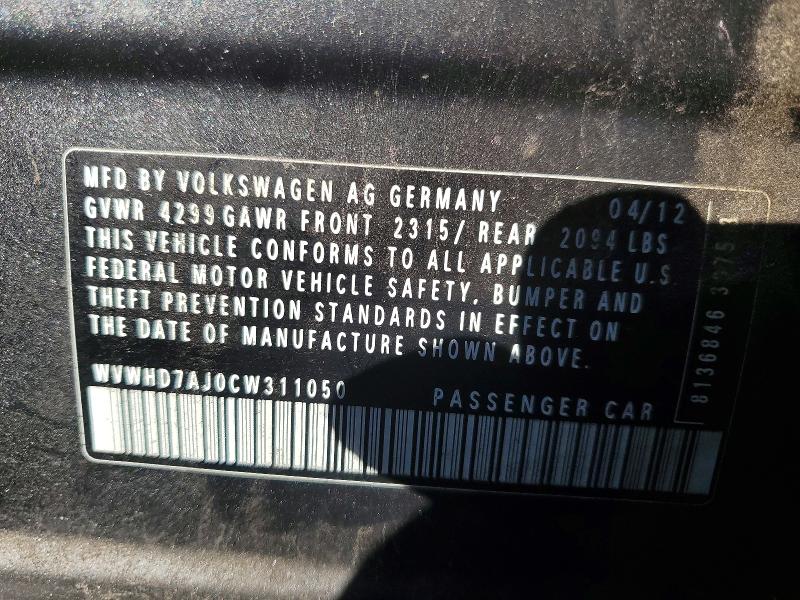 Aukcja sprzedaży 2012 Volkswagen Gti, vin: WVWHD7AJ0CW311050, numer aukcji: 67856066