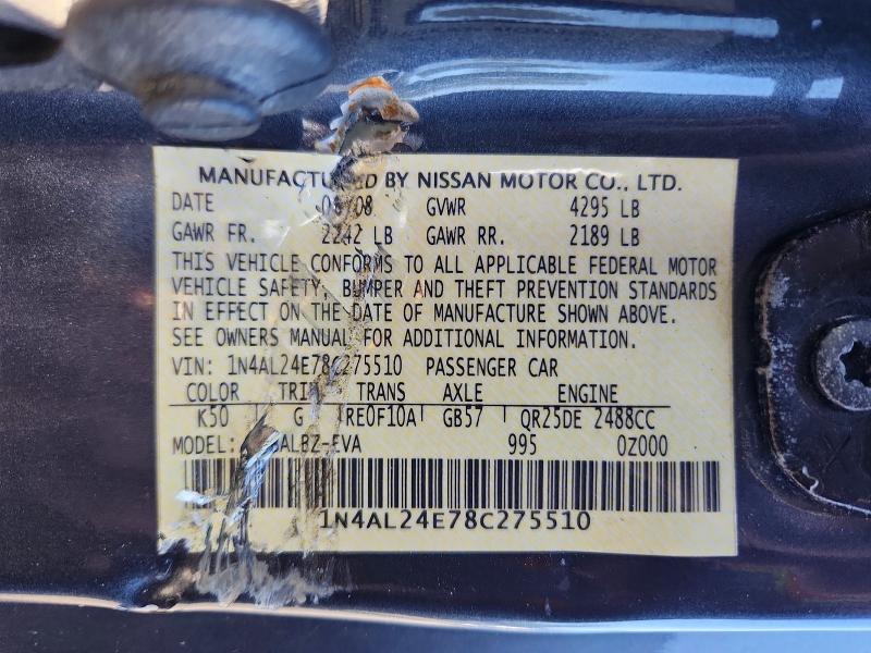 68665486 :رقم المزاد ، 1N4AL24E78C275510 vin ، 2008 Nissan Altima مزاد بيع