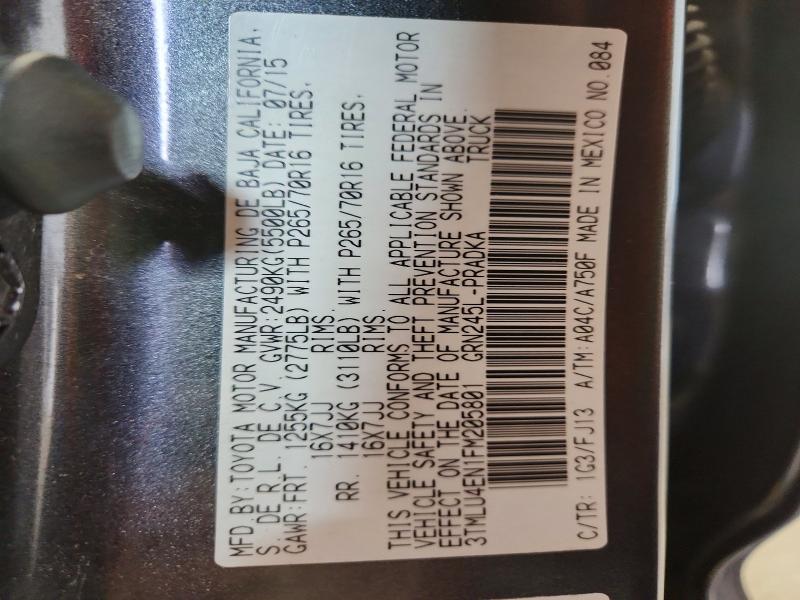 Aukcja sprzedaży 2015 Toyota Tacoma, vin: 3TMLU4EN1FM205801, numer aukcji: 70206046