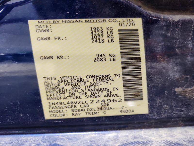 2020 Nissan Altima მანქანა იყიდება აუქციონზე, vin: 1N4BL4BV2LC224962, აუქციონის ნომერი: 69878316