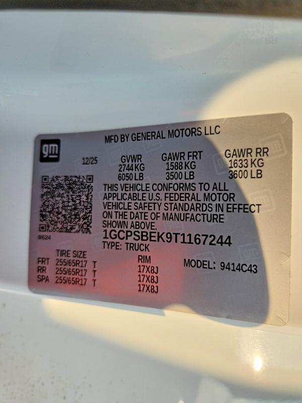68862466 :رقم المزاد ، 1GCPSBEK9T1167244 vin ، 2026 Chevrolet Colorado مزاد بيع