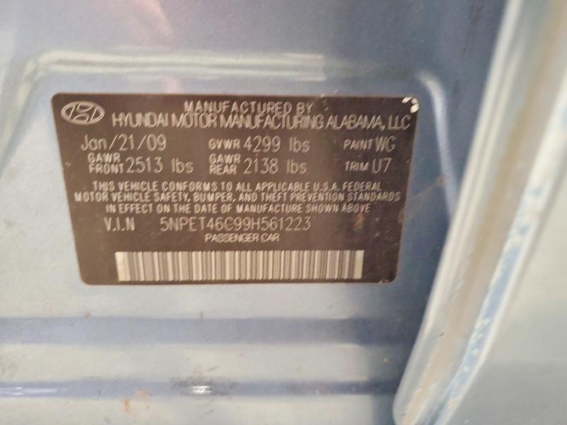 68557716 :رقم المزاد ، 5NPET46C99H561223 vin ، 2009 Hyundai Sonata مزاد بيع