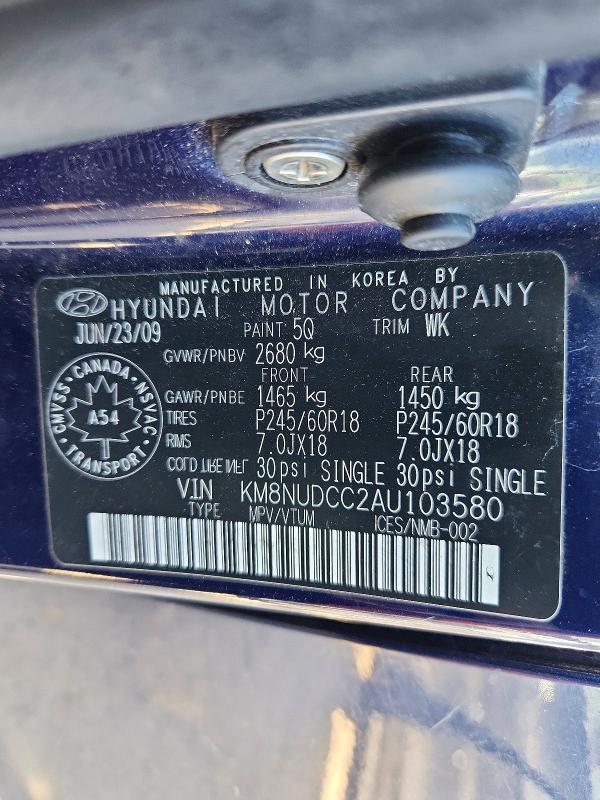 Aukcja sprzedaży 2010 Hyundai Veracruz, vin: KM8NUDCC2AU103580, numer aukcji: 66740006