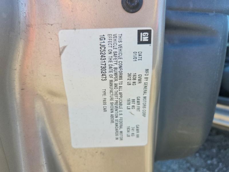 2001 Chevrolet Cavalier მანქანა იყიდება აუქციონზე, vin: 1G1JC524317302473, აუქციონის ნომერი: 68049306