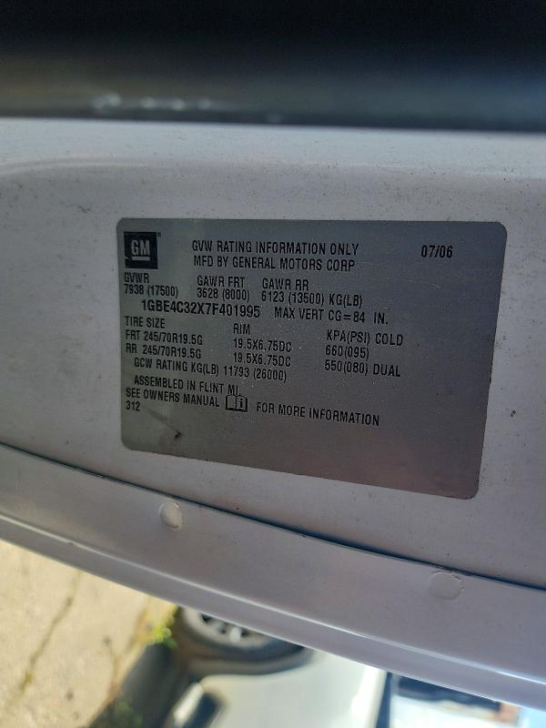 Aukcja sprzedaży 2007 Chevrolet C40, vin: 1GBE4C32X7F401995, numer aukcji: 68815276
