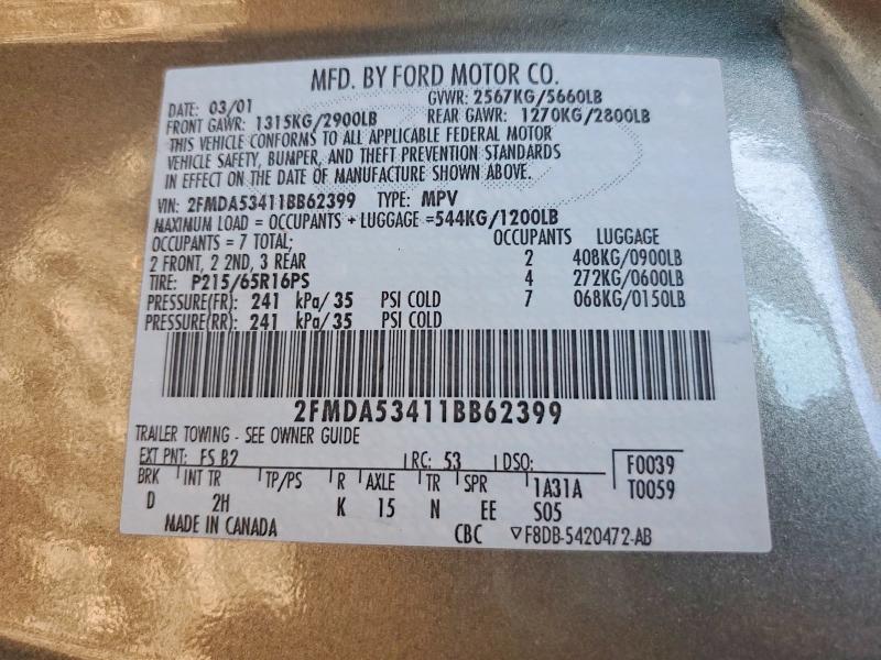 Aukcja sprzedaży 2001 Ford Windstar, vin: 2FMDA53411BB62399, numer aukcji: 69139326