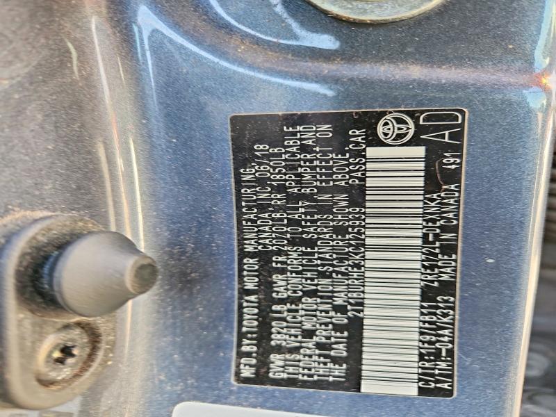 68739776 :رقم المزاد ، 2T1BURHE3KC125939 vin ، 2019 Toyota Corolla مزاد بيع