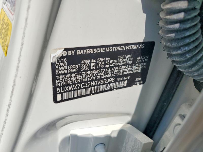 Aukcja sprzedaży 2017 Bmw X3, vin: 5UXWZ7C32H0V86998, numer aukcji: 69122976