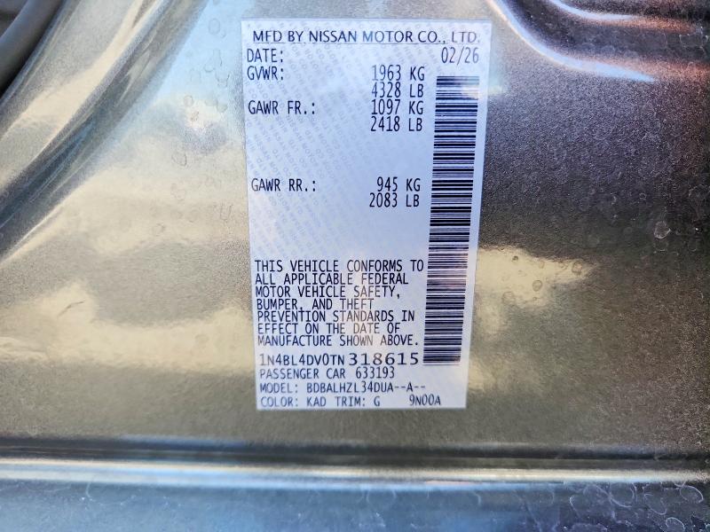 68978606 :رقم المزاد ، 1N4BL4DV0TN318615 vin ، 2026 Nissan Altima مزاد بيع