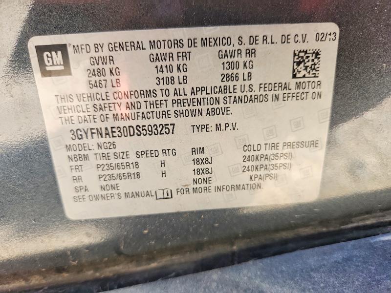 68147476 :رقم المزاد ، 3GYFNAE30DS593257 vin ، 2013 Cadillac Srx مزاد بيع