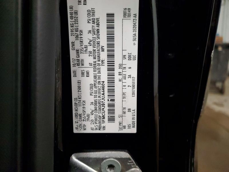 2018 Ford Escape მანქანა იყიდება აუქციონზე, vin: 1FMCU9J97JUA44604, აუქციონის ნომერი: 70662766
