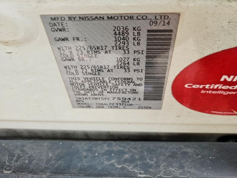 Продажа на аукционе авто 2015 Nissan Rogue, vin: 5N1AT2MT5FC759421, номер лота: 68428916