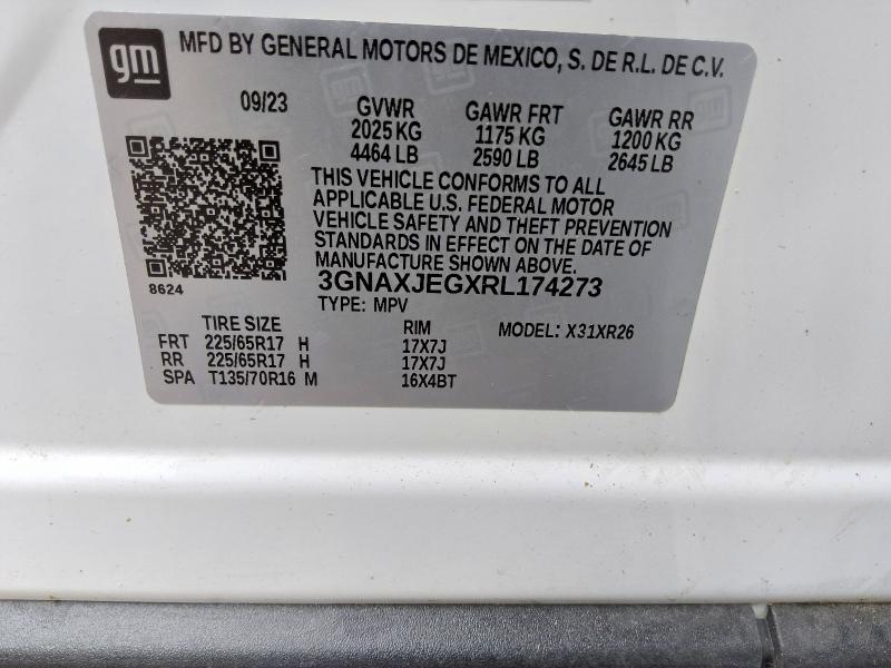 69210126 :رقم المزاد ، 3GNAXJEGXRL174273 vin ، 2024 Chevrolet Equinox مزاد بيع