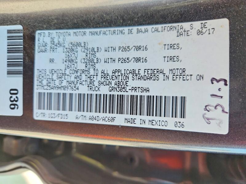 Продаж на аукціоні авто 2017 Toyota Tacoma, vin: 3TMCZ5AN9HM097654, номер лоту: 68007556