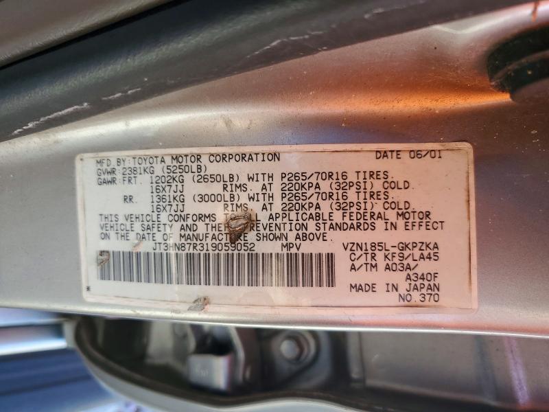 68793566 :رقم المزاد ، JT3HN87R319059052 vin ، 2001 Toyota 4runner مزاد بيع