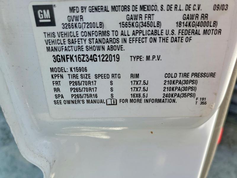 Продаж на аукціоні авто 2004 Chevrolet Suburban, vin: 3GNFK16Z34G122019, номер лоту: 69800436