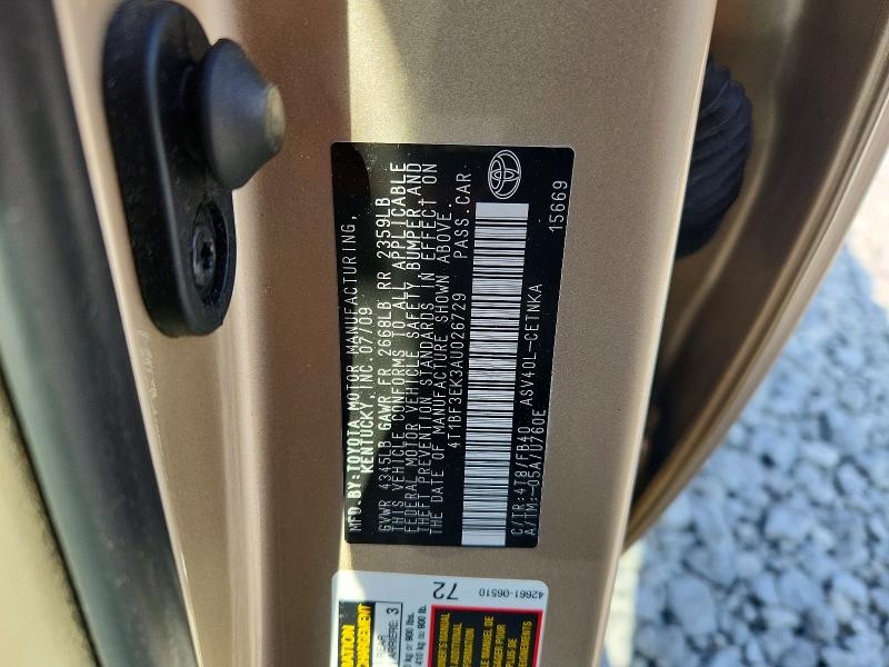 67831486 :رقم المزاد ، 4T1BF3EK3AU026729 vin ، 2010 Toyota Camry مزاد بيع