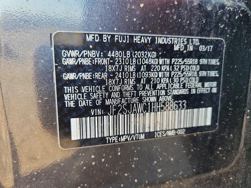 Продажа на аукционе авто 2017 Subaru Forester, vin: JF2SJAWC1HH588633, номер лота: 67138536