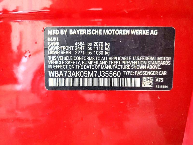 67158696 :رقم المزاد ، WBA73AK05M7J35560 vin ، 2021 Bmw 228xi مزاد بيع