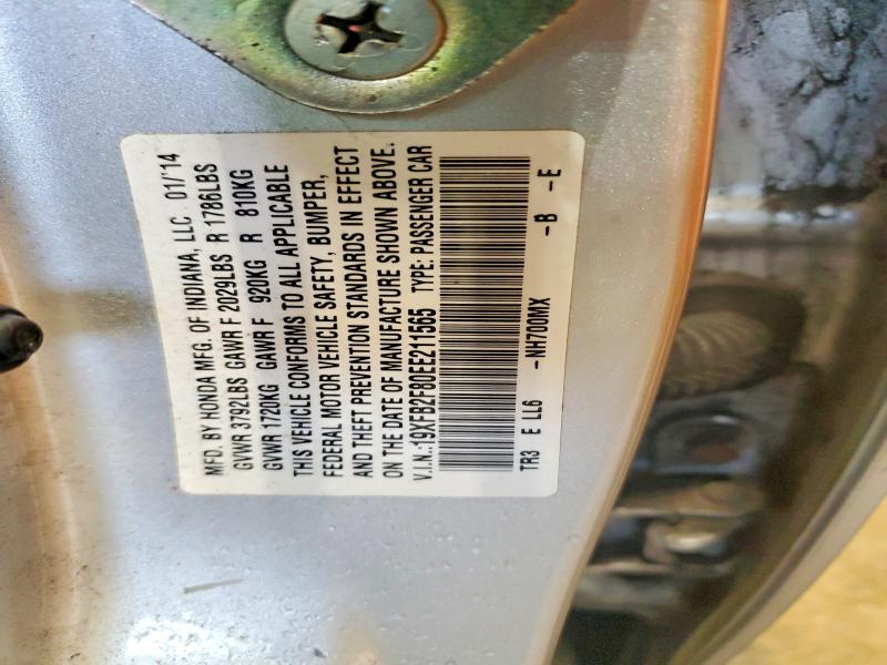 2014 Honda Civic მანქანა იყიდება აუქციონზე, vin: 19XFB2F80EE211565, აუქციონის ნომერი: 70976806