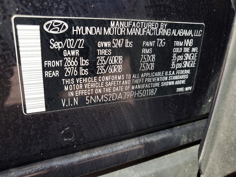 Auction sale of the 2023 Hyundai Santa Fe, vin: 5NMS2DAJ9PH501187        , lot number: 69181286