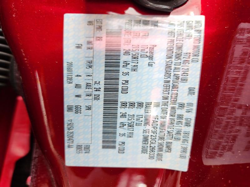 2016 Ford Focus მანქანა იყიდება აუქციონზე, vin: 1FADP3F23GL266330, აუქციონის ნომერი: 67411776