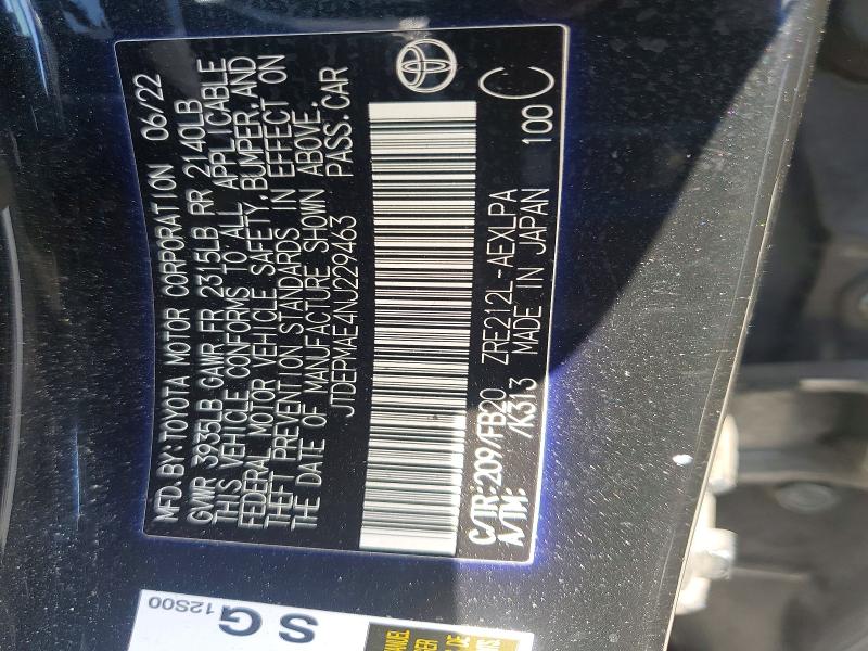 Продажа на аукционе авто 2022 Toyota Corolla, vin: JTDEPMAE4NJ229463, номер лота: 67848336