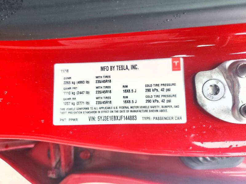 2018 Tesla Model 3 მანქანა იყიდება აუქციონზე, vin: 5YJ3E1EBXJF144883, აუქციონის ნომერი: 67211326