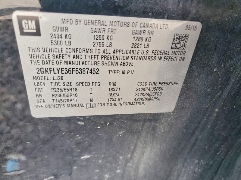 70053496 :رقم المزاد ، 2GKFLYE36F6387452 vin ، 2015 Gmc Terrain مزاد بيع