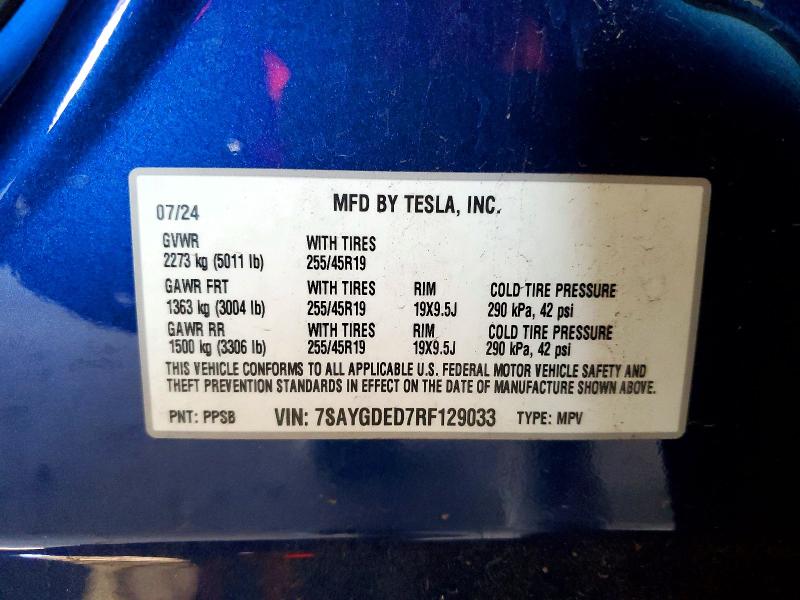 Aukcja sprzedaży 2024 Tesla Model Y, vin: 7SAYGDED7RF129033, numer aukcji: 67337846