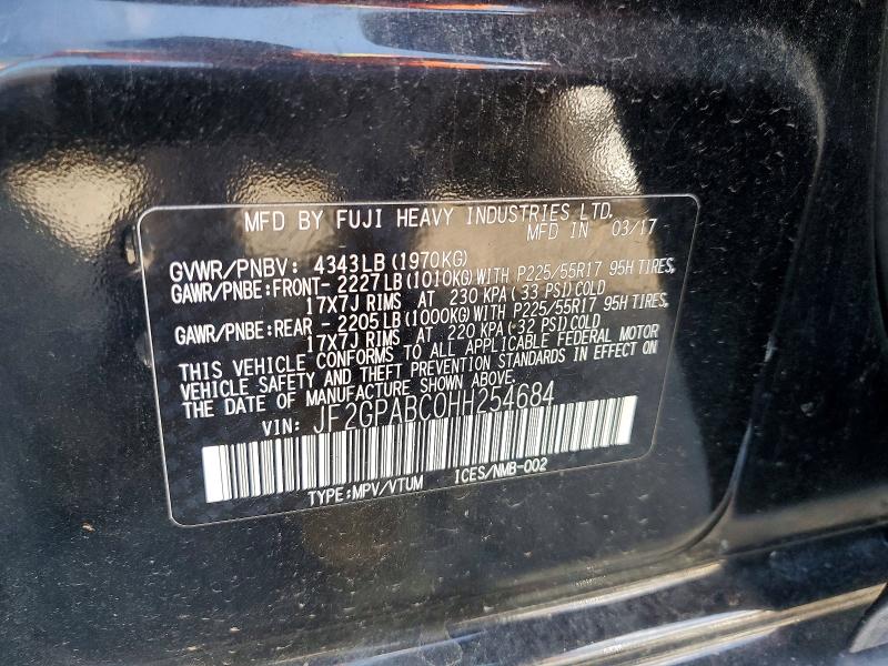 Aukcja sprzedaży 2017 Subaru Crosstrek, vin: JF2GPABC0HH254684, numer aukcji: 68142156