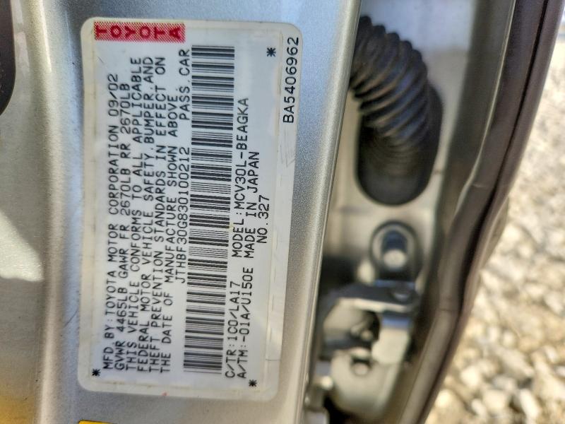70305976 :رقم المزاد ، JTHBF30G830100212 vin ، 2003 Lexus Es مزاد بيع